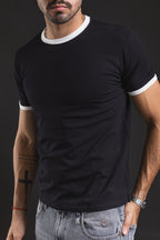 Baby tee REDENTOR Basic Satori black/marfil – primer plano frontal