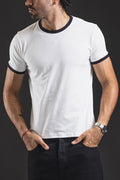 Baby tee REDENTOR Basic Satori marfil/black – primer plano frontal