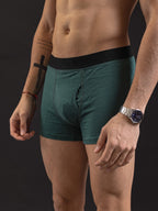 Boxer OTTO New Collection Green Petroleum, verde petróleo con pretina negra KING OTTO, vista de frente puesto