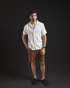 Camisa de lino Aero Wheat a rayas – look completo