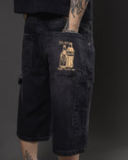 Jorts Full 70/30 Black – bolsillo trasero con estampa 70/30 y detalle carpenter