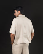 Camisa boxy de lino OTTO beige – espalda