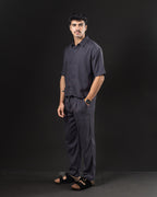 Pantalón de lino OTTO gris – conjunto de costado