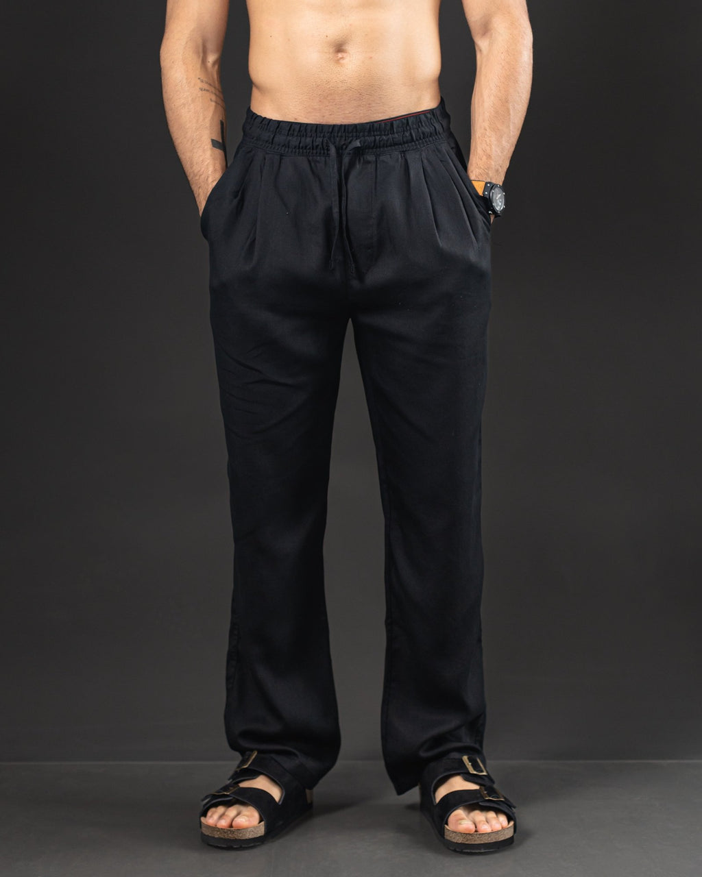Pantalón de lino OTTO negro – frente