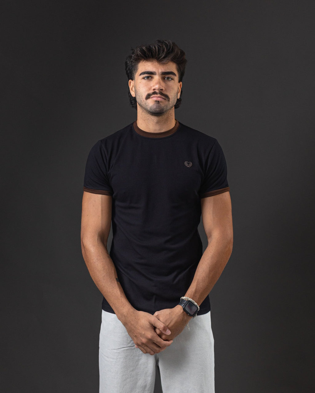 T-SHIRT OTTO RINGER TEE BLACK/BROWN
