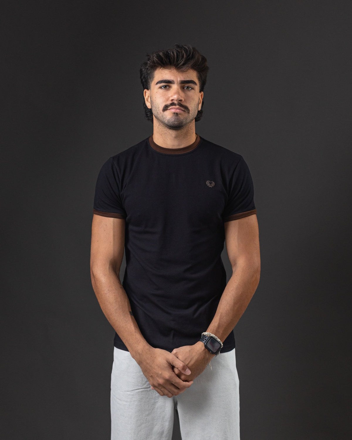 T-SHIRT OTTO RINGER TEE BLACK/BROWN