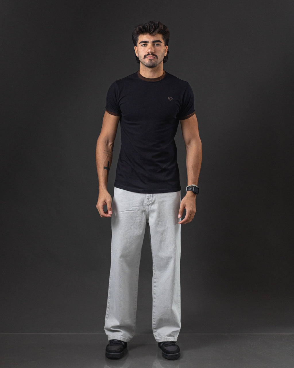 T-SHIRT OTTO RINGER TEE BLACK/BROWN