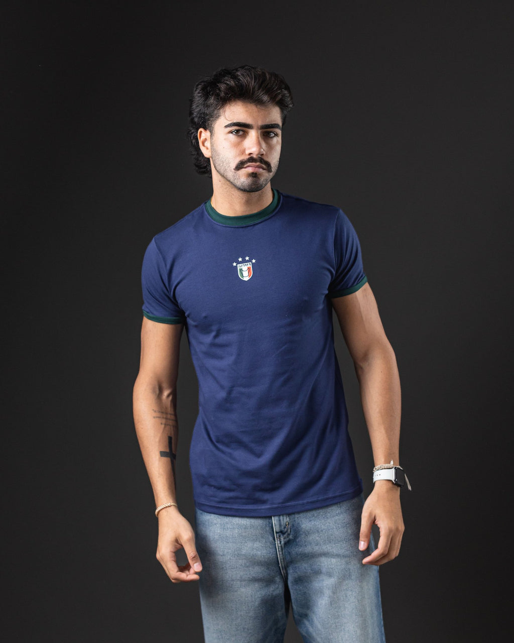 T-SHIRT OTTO RINGER TEE BLUE/GREEN
