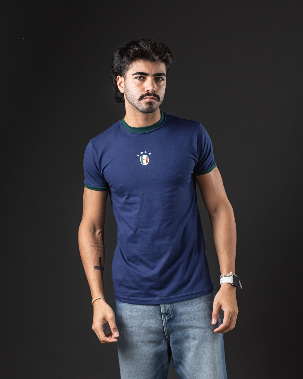 T-SHIRT OTTO RINGER TEE BLUE/GREEN