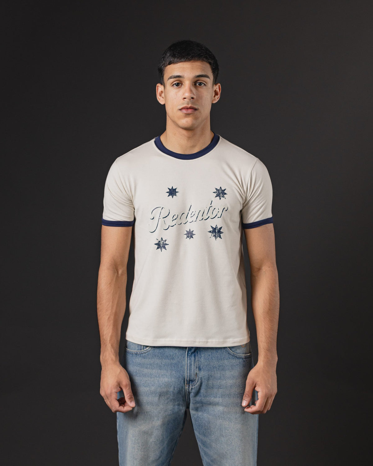 BABY TEE REDENTOR MARFIL/MARINO