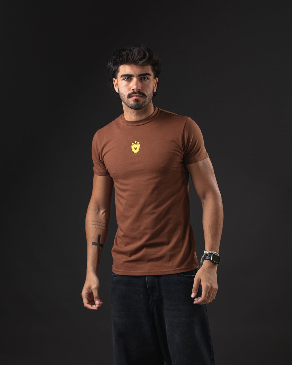 T-SHIRT OTTO MAIS BROWN/YELLOW