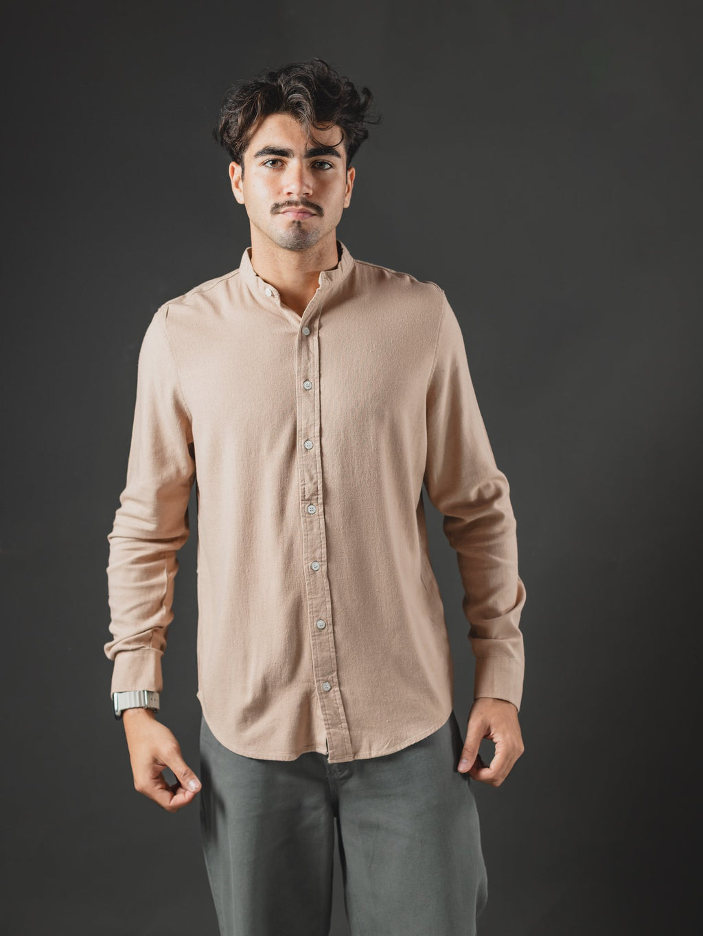 CAMISA DE LINO OTTO BEIGE OSCURO