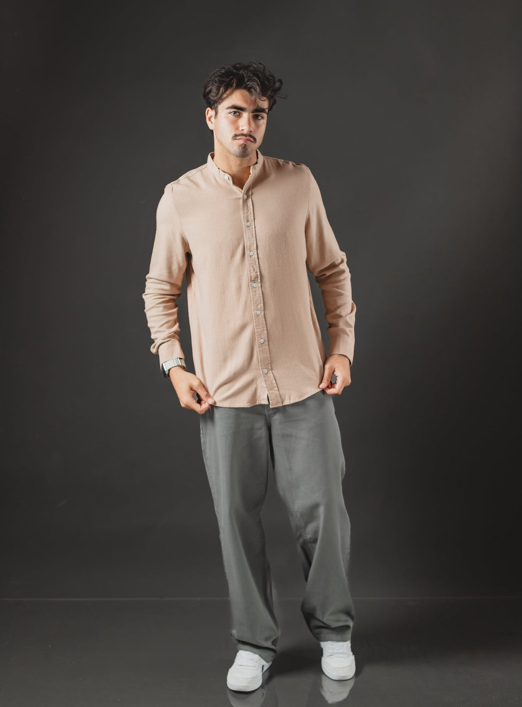 CAMISA DE LINO OTTO BEIGE OSCURO