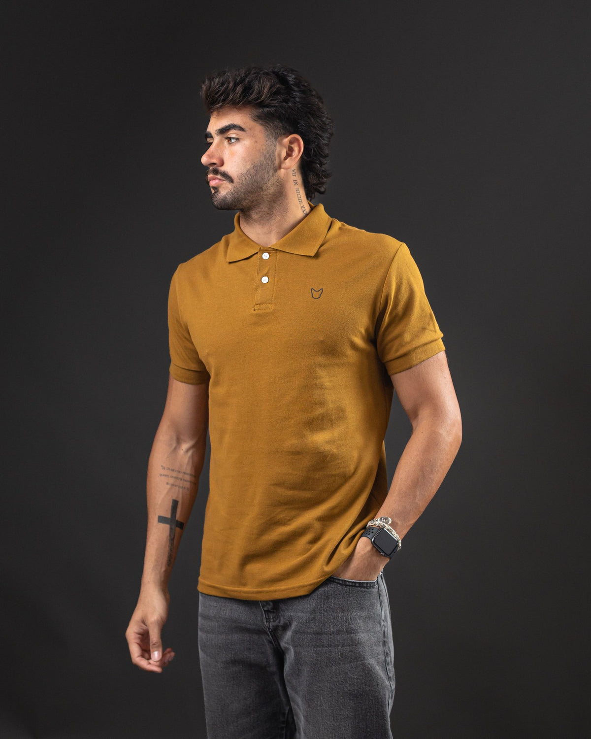 REMERA POLO OTTO BASIC CARAMELO/BLACK