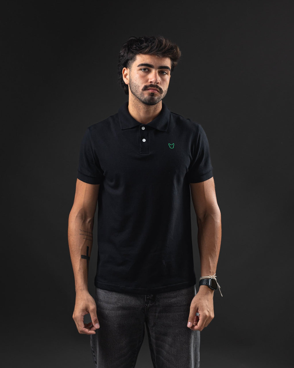 REMERA POLO OTTO BASIC BLACK/GREEN