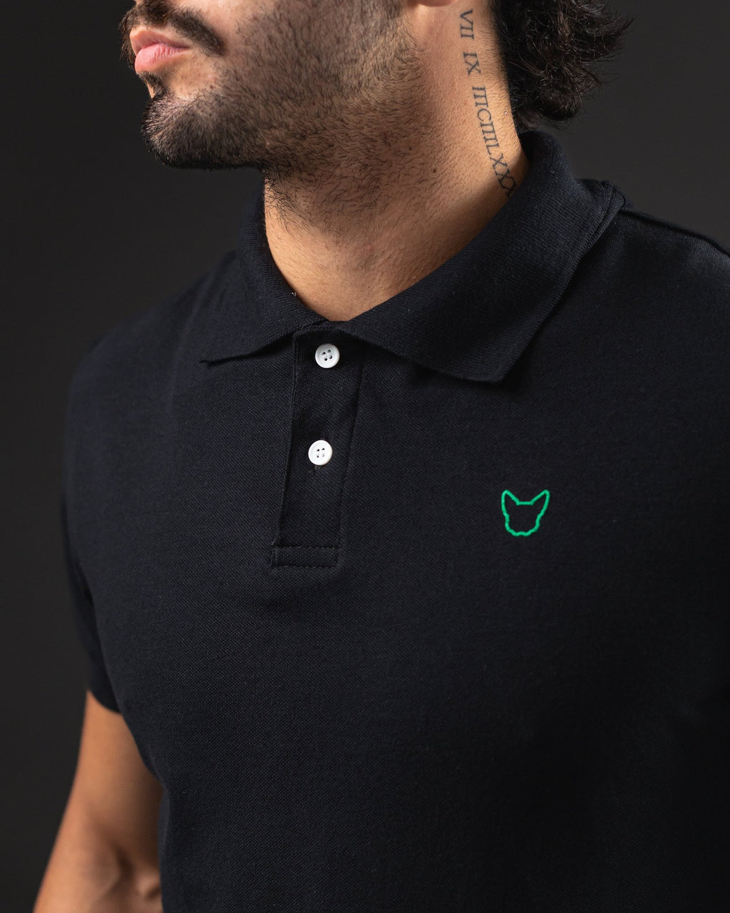 REMERA POLO OTTO BASIC BLACK/GREEN