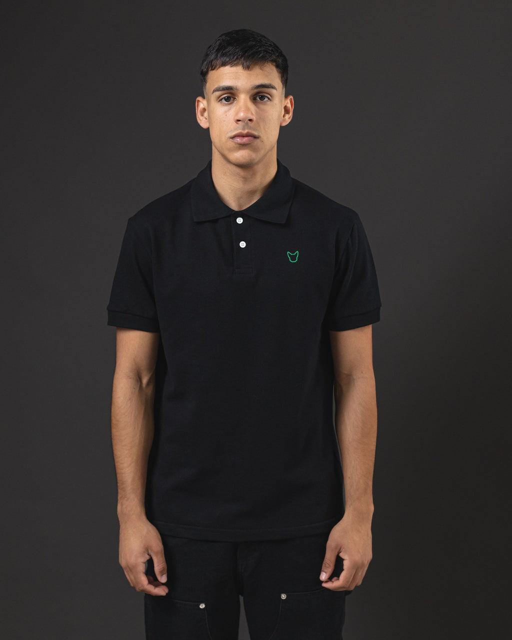 REMERA POLO OTTO BASIC BLACK/GREEN