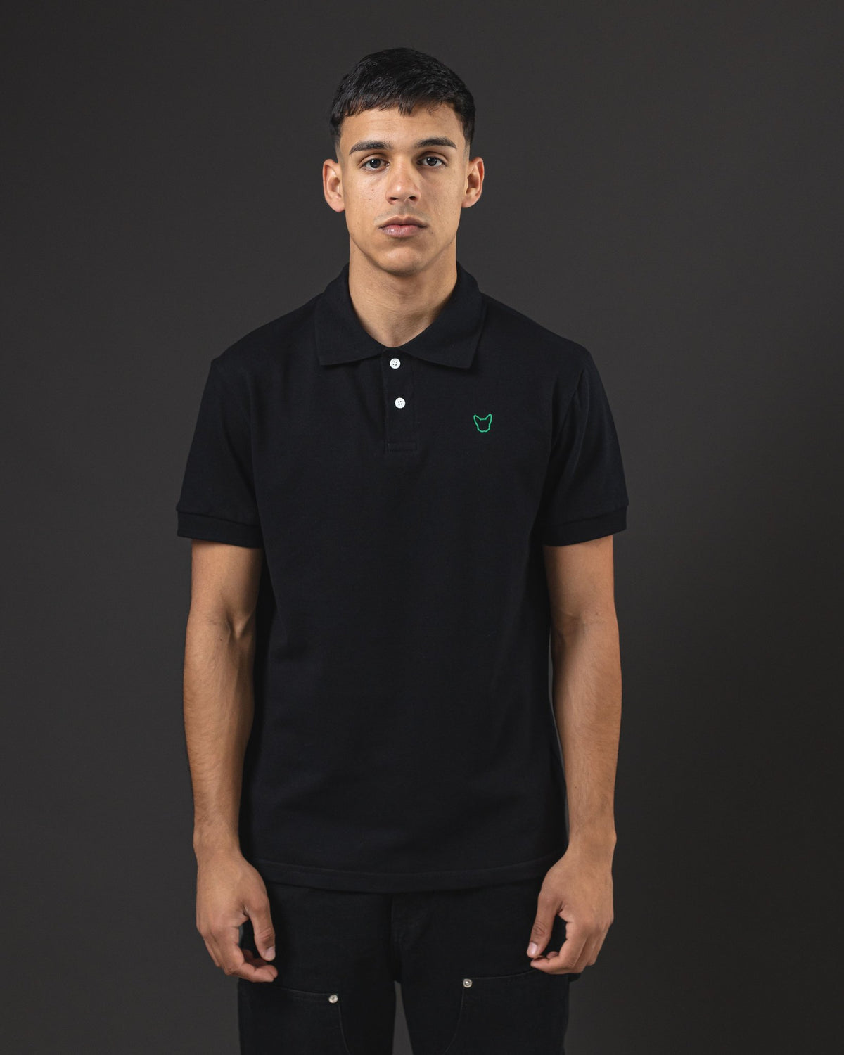 REMERA POLO OTTO BASIC BLACK/GREEN