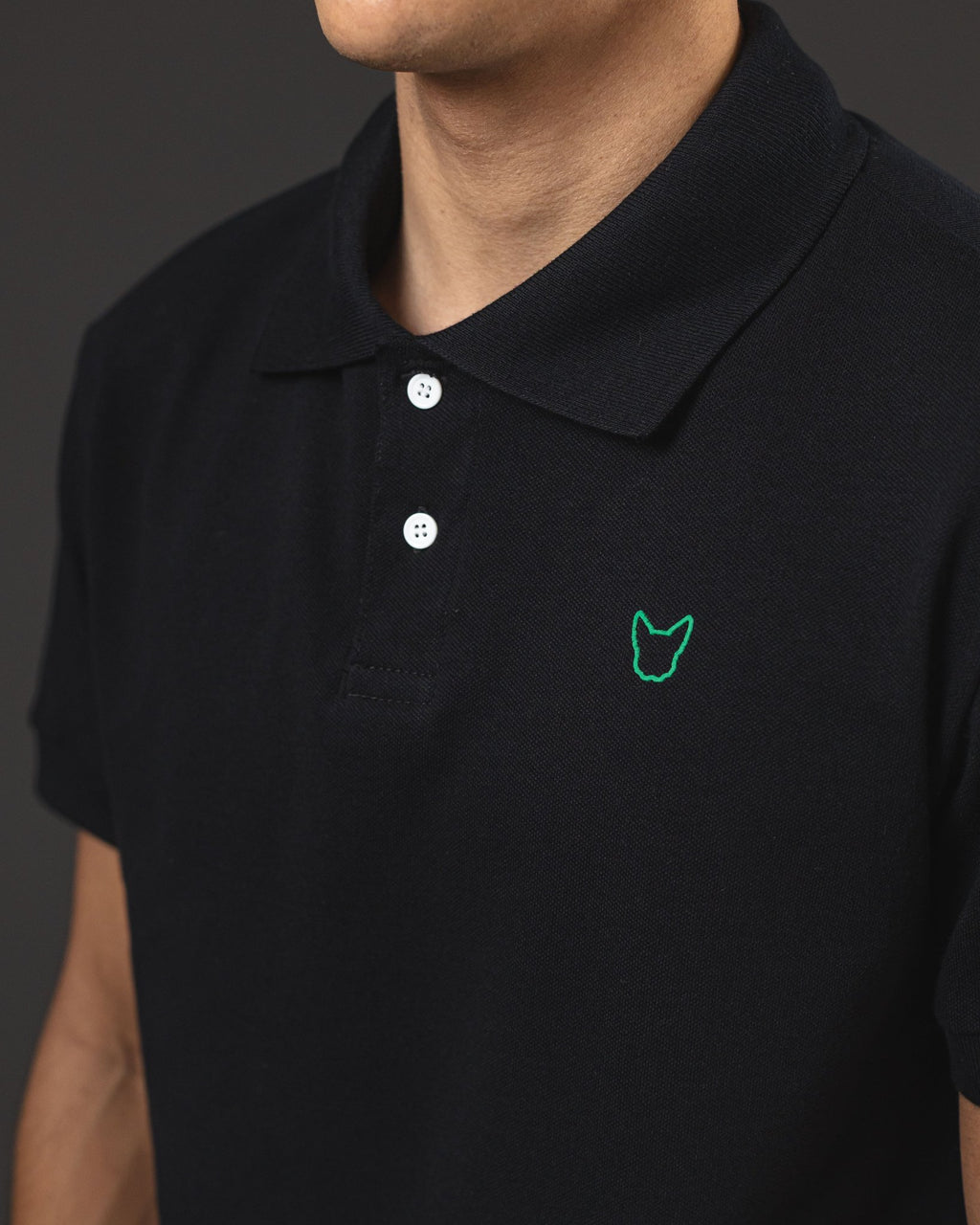 REMERA POLO OTTO BASIC BLACK/GREEN