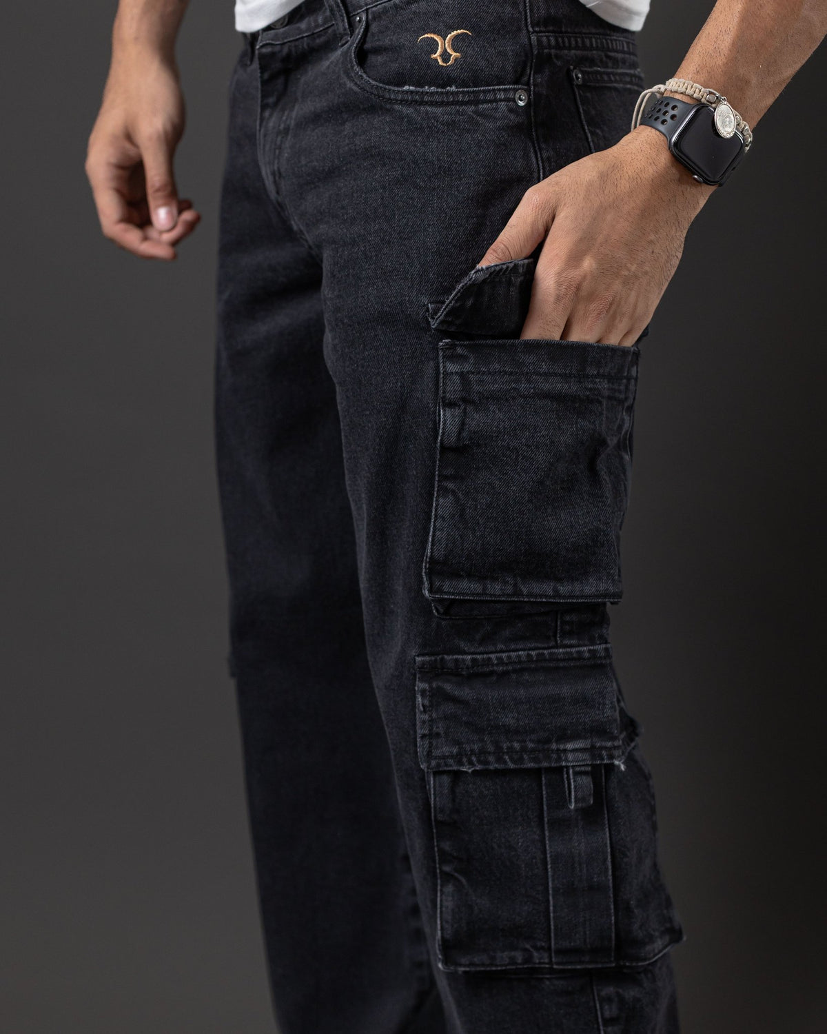 REDENTOR JEANS DOUBLE CARGO BLACK