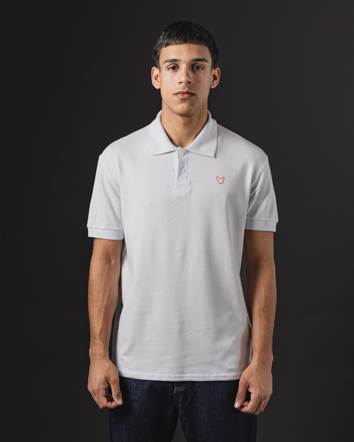 REMERA POLO OTTO BASIC WHITE/RED