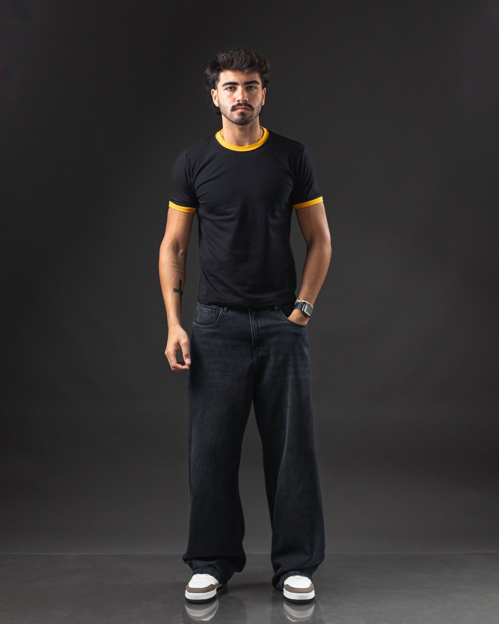 BABY TEE BASIC BLACK/YELLOW