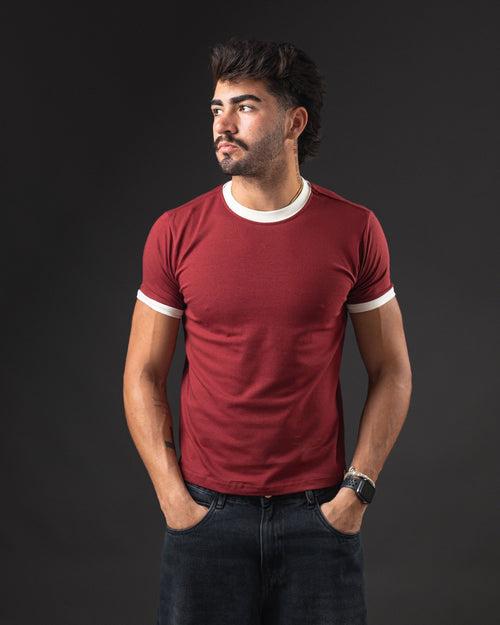BABY TEE BASIC BURGUNDY/BEIGE