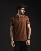 REMERA POLO OTTO BASIC BROWN/WHITE