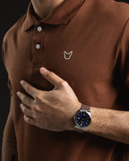 REMERA POLO OTTO BASIC BROWN/WHITE