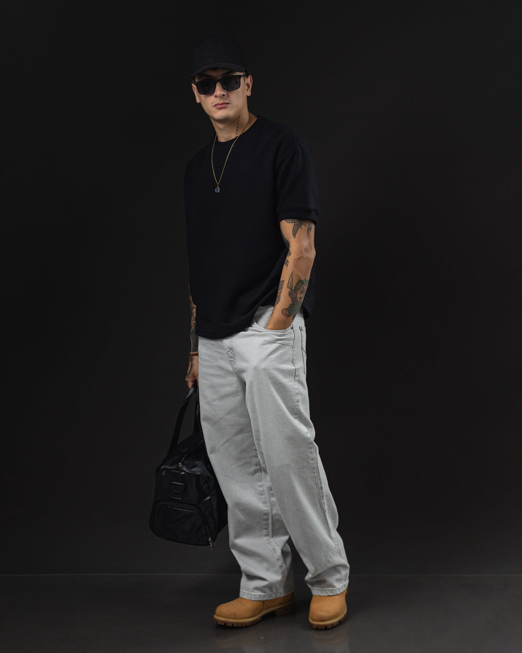 Pantalón Baggy Gris Ice - look completo